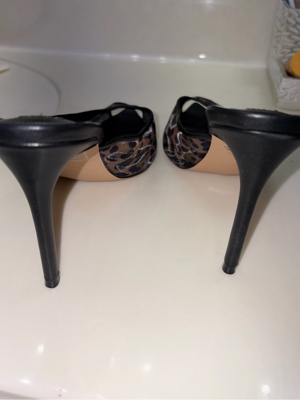 Steve Madden Black and Leopard Print Stiletto Heels